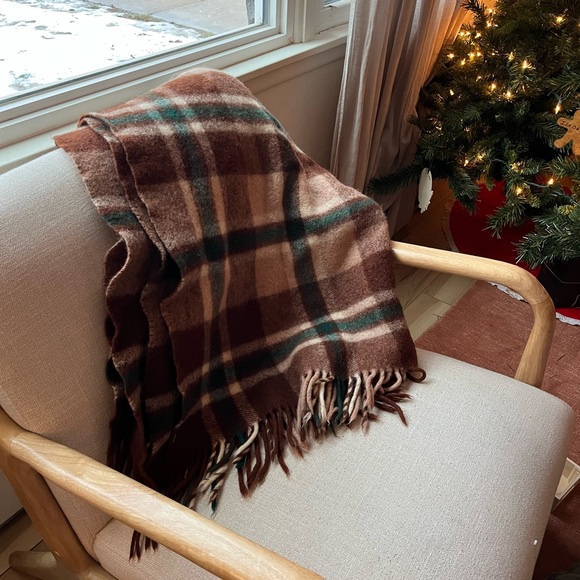 Plaid Holiday Throw Blanket - Brown and Green - Picture 1 of 3